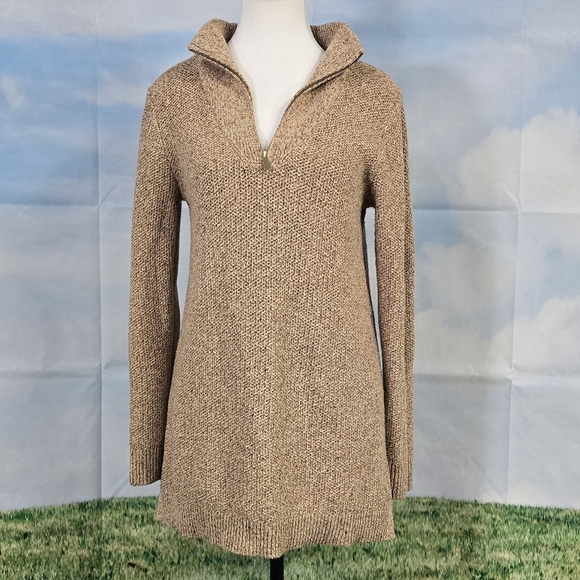 LANDS' END | COTTON BLEND KNIT MOCK NECK QUARTER ZIP TUNIC SWEATER -NWOT! - Picture 2 of 15